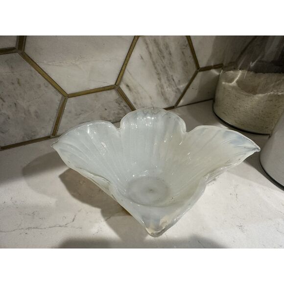 Murano White Crystal Bowl  Handmade  in Italy - Picture 4 of 13